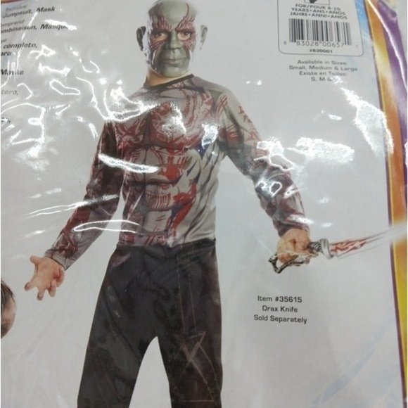 Rubies Guardians of the Galaxy Drax Costume Boys Size M 8-10 Mask Outfit - Picture 2 of 6